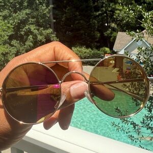 Round Gold Sunglasses with Tinted Lenses